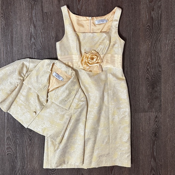 rickie freeman
TERI JON Dress w/ Crop Jacket yellow w/metallic Brocade size 6 - Picture 13 of 13